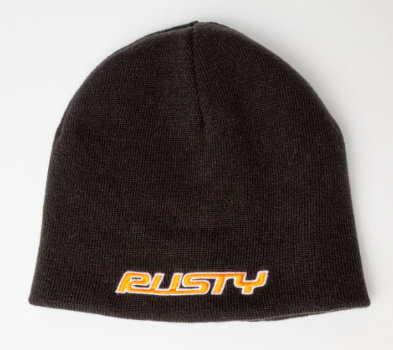 Rusty Flip Daddy Reversible Beanie in black from front