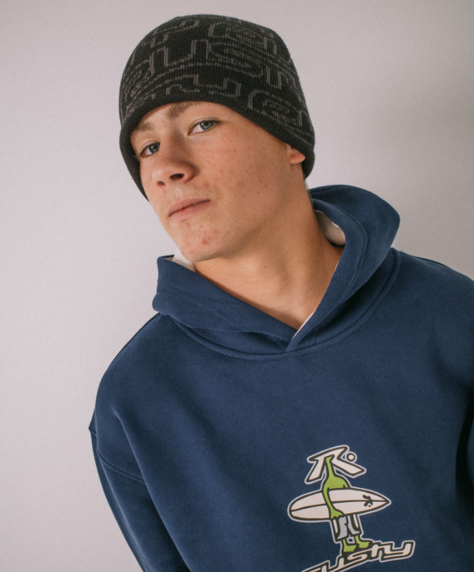 Rusty Flip Daddy Reversible Beanie reversed out to Rusty branded side