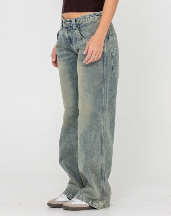 Rusty Flip Mommy Low Rise Tapeless Denim Jeans in dirty dawg colourway from side