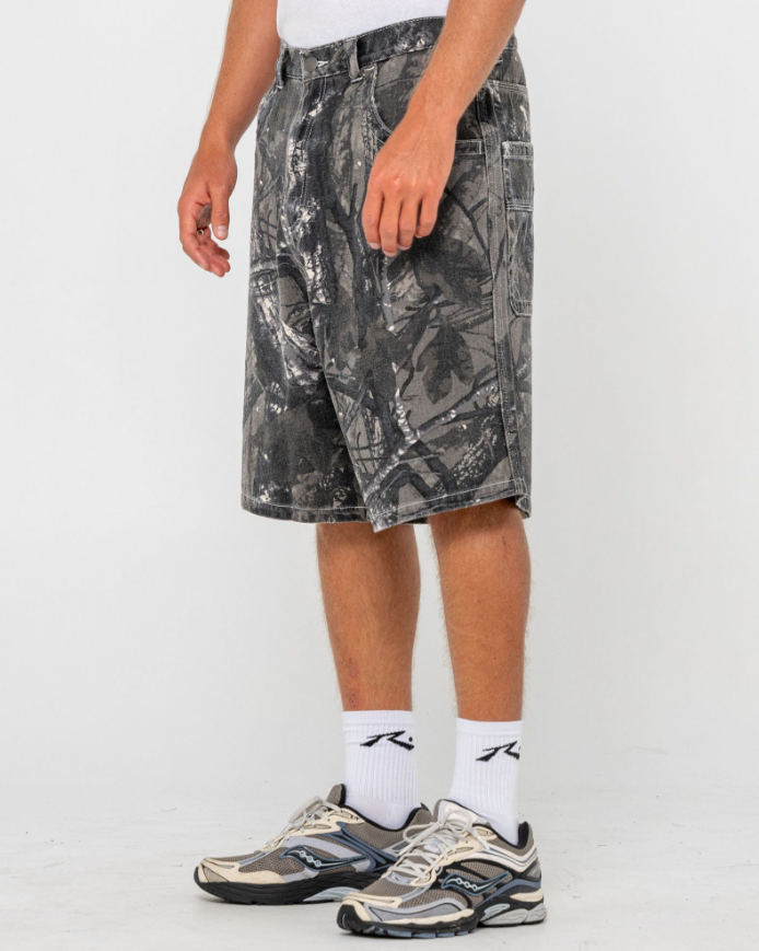 Rusty Flip Rambo 22"&nbsp; Jorts in grey camo from side