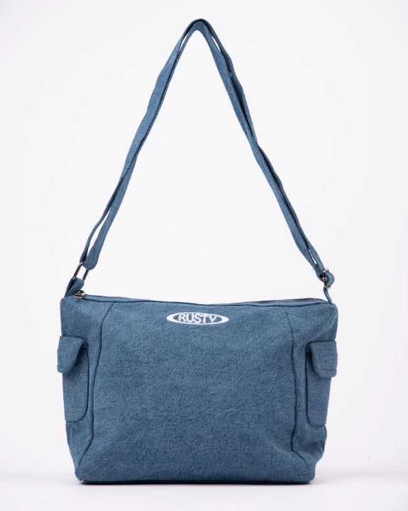 Rusty Forever Denim Side Bag in sea blue