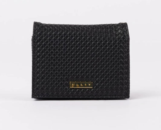 Rusty Georgie Woven PU Card Case in black