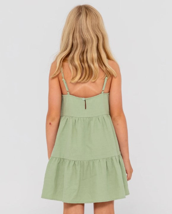 Rusty Girls Sweet Water Slip Dress in pistacchio colour from rear