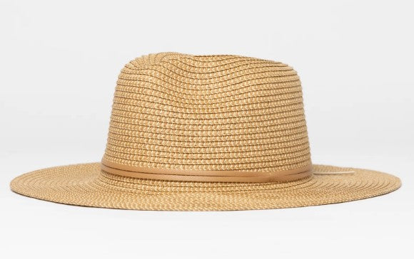 Rusty Giselle Straw Hat in natural colour with caramel coloured band