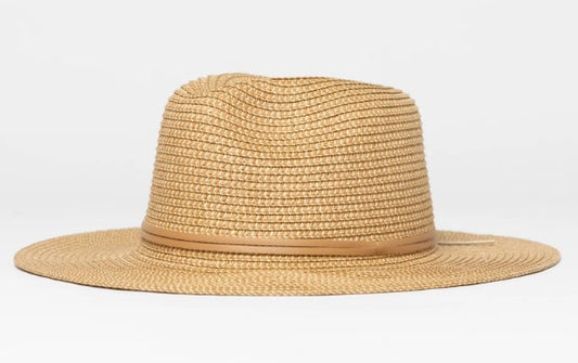 Rusty Giselle Straw Hat in natural colour with caramel coloured band