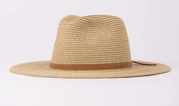 Rusty Giselle Straw Hat in natural colour with brown band