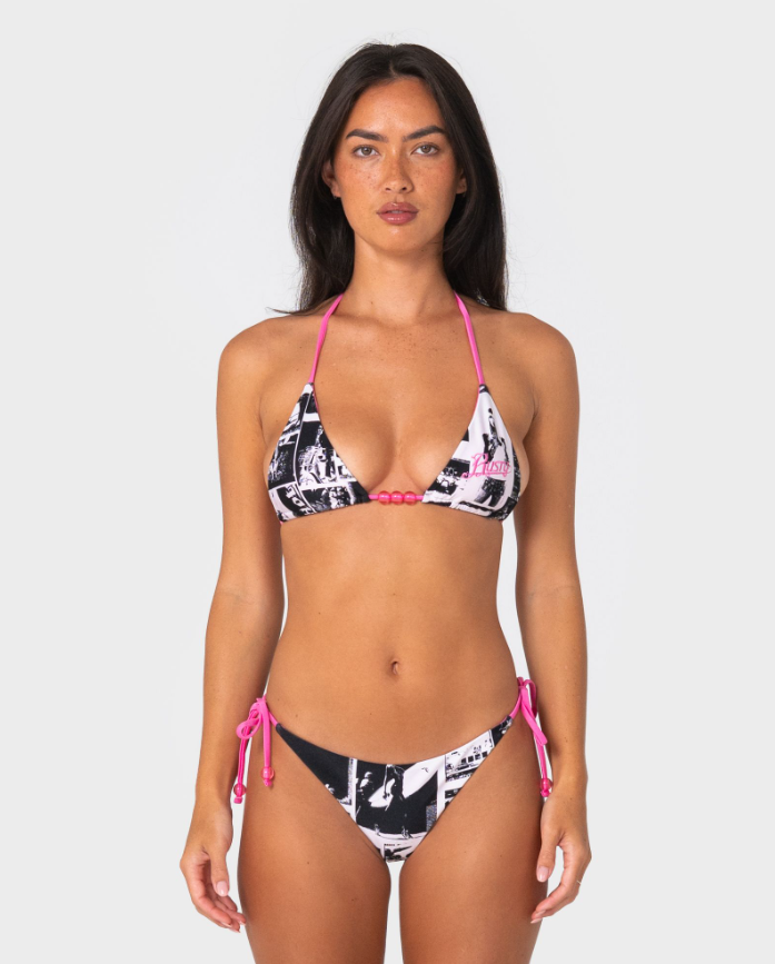 Rusty Graff Town Multiway Top w Brazilian Tie Bikini on model from the front close up