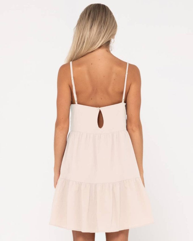 Rusty Heather Slip Dress in oatmeal from rear