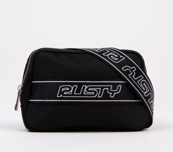 Rusty Hollaback Nylon Sidebag in black colour free standing