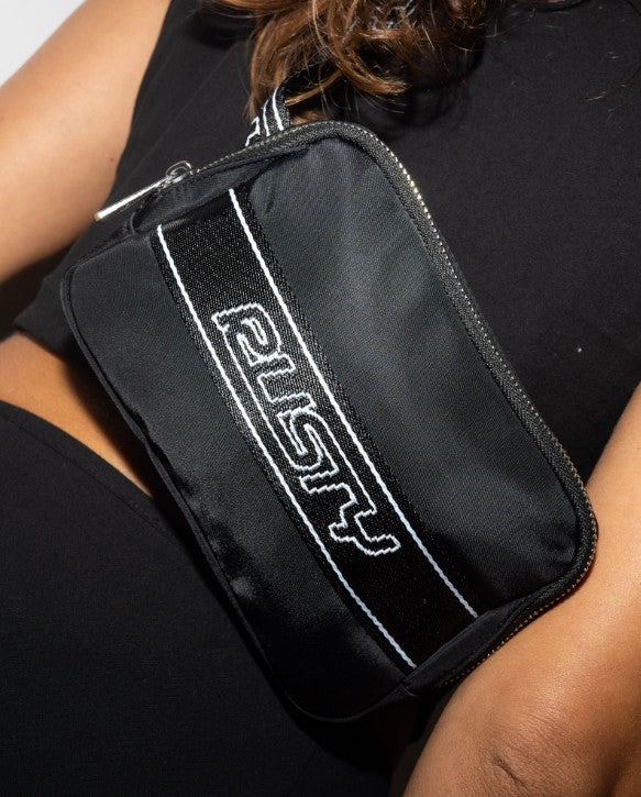 Rusty Hollaback Nylon Sidebag in black colour close up