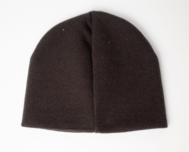 Rusty Hoodus Men's Beanie in black on model in black from rear
