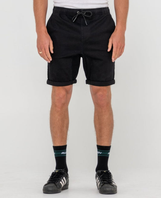 Rusty Hooked On Walkshorts in black from front