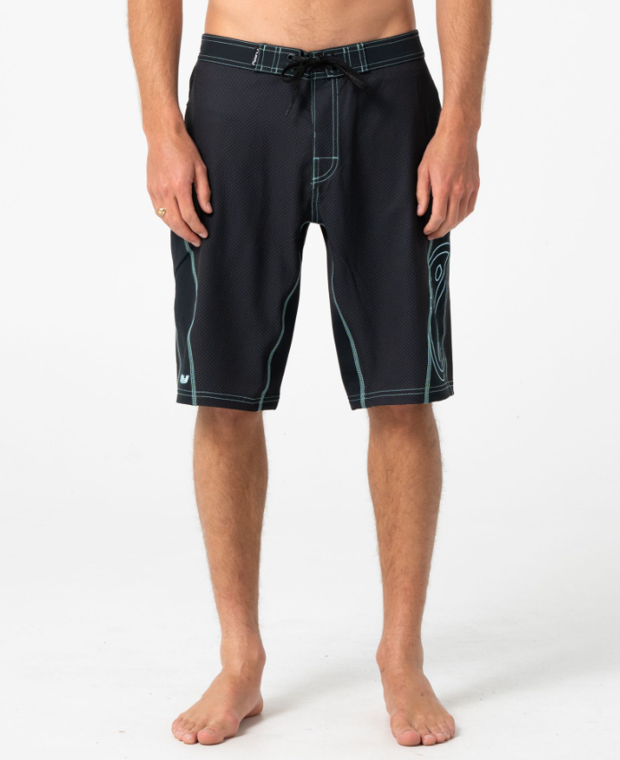 Rusty Hydro Surge Fixed Waist 22" Boardshorts in black from front