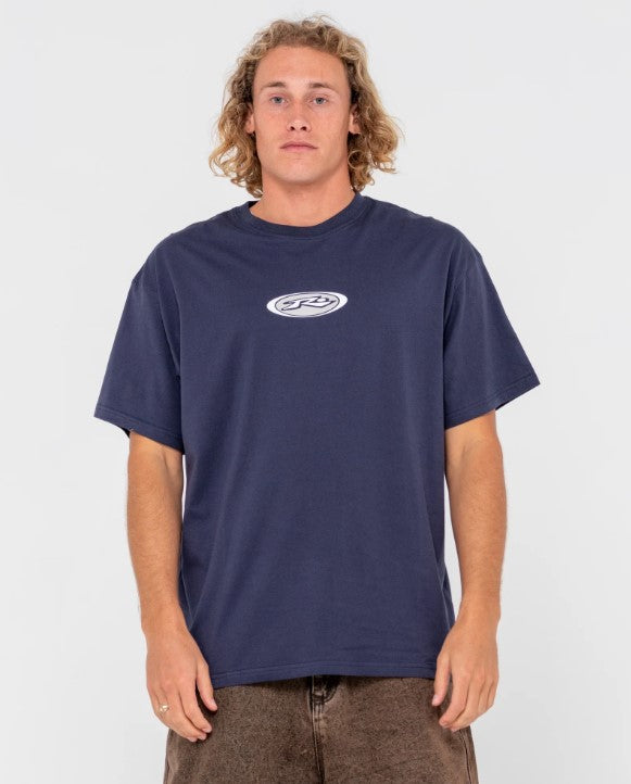 Rusty Irie Eye Tee in navy 2 from front