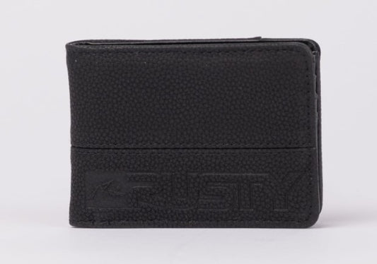 Rusty Jet PU Mens Wallet in black from front