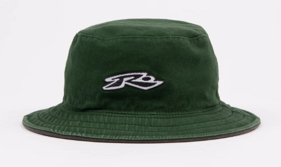 Rusty Kick Flip Reversible Bucket Hat reversed to forest green colourway