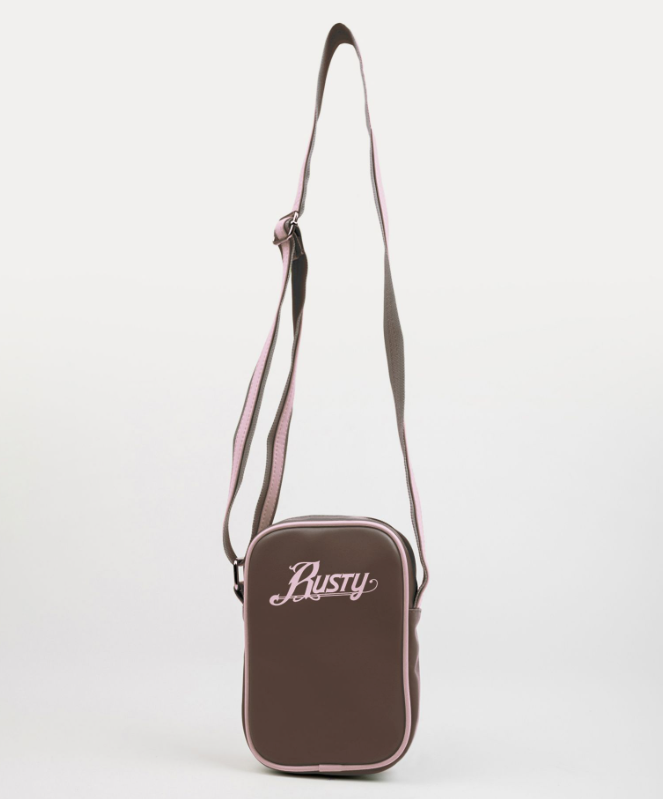 Rusty Madison Crossbody Bag in java colourway with pink details full length