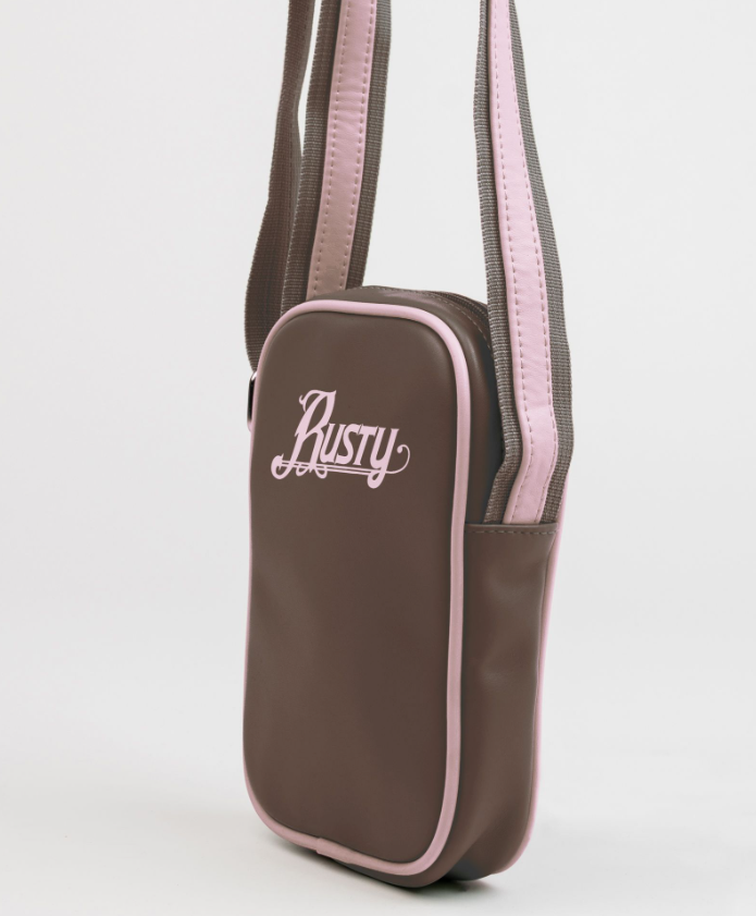 Rusty Madison Crossbody Bag in java colourway with pink details from side