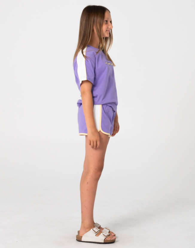 Rusty Mini Tammy 2 Girls Oversized Tee in purple from the side