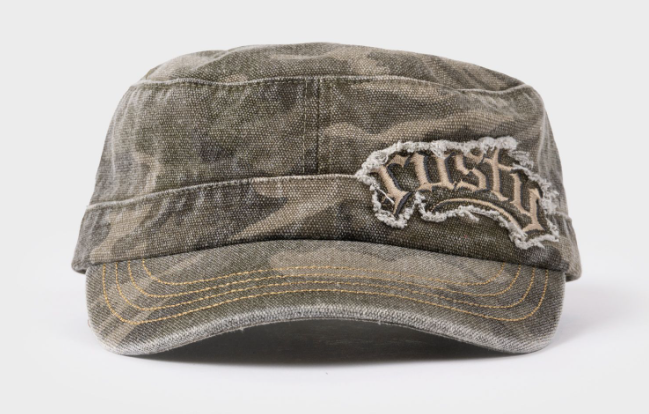Rusty Punked Camo Military Cap from the front