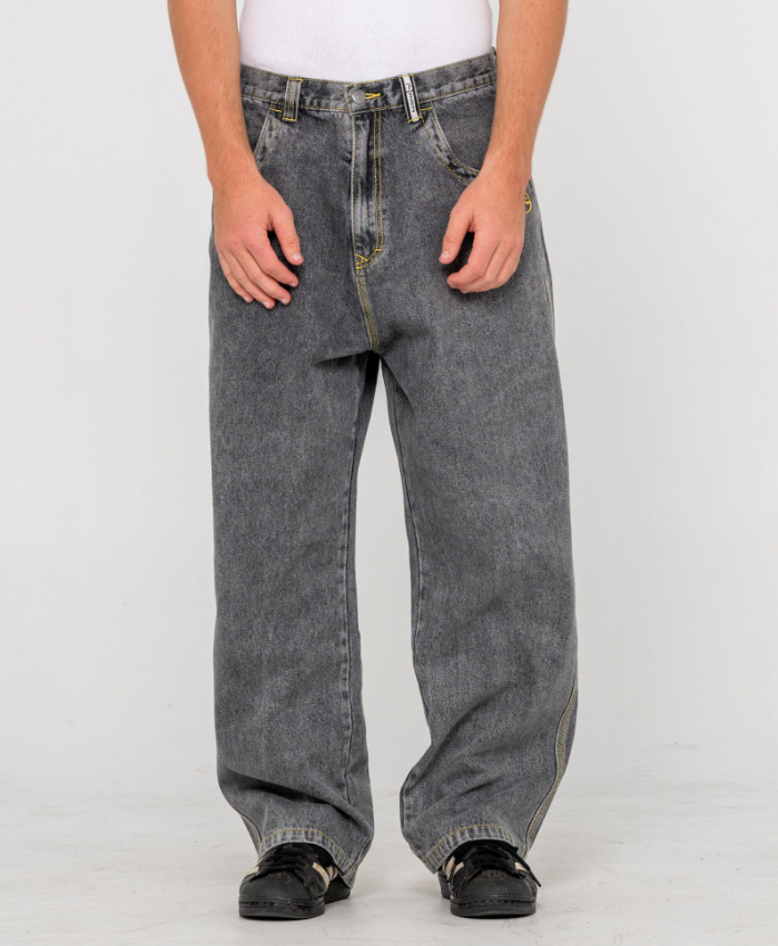 Rusty Redemption Baggy Jeans in washed black from front