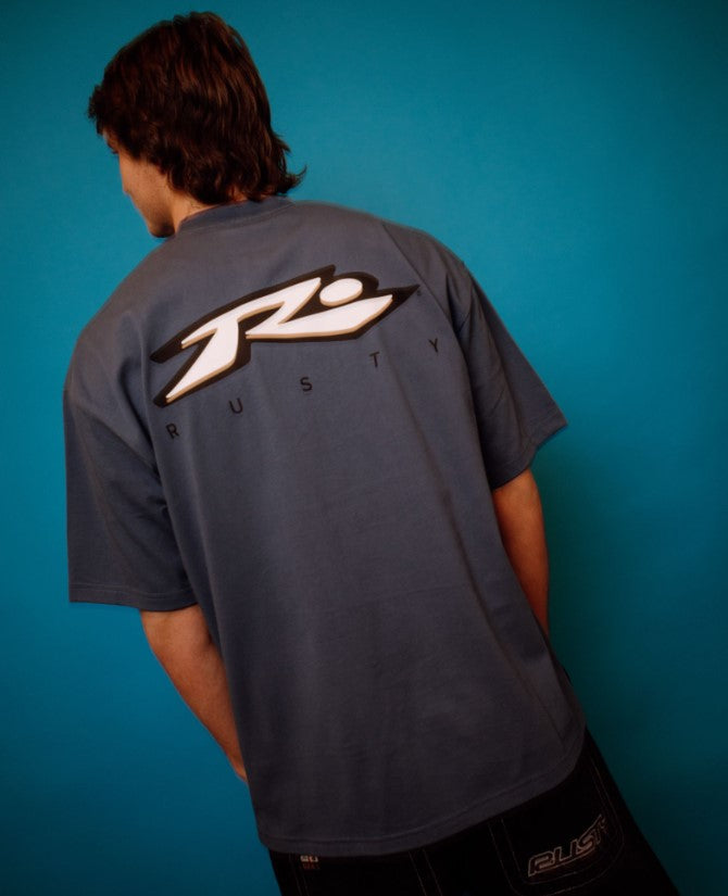 Rusty Registered T-Shirt  in china blue from rear