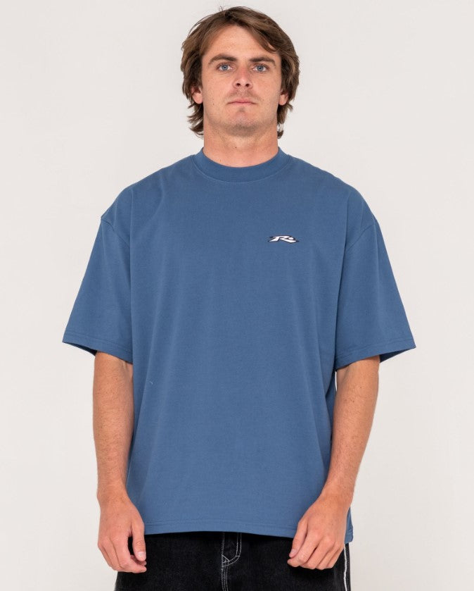Rusty Registered T-Shirt  in china blue from front close up