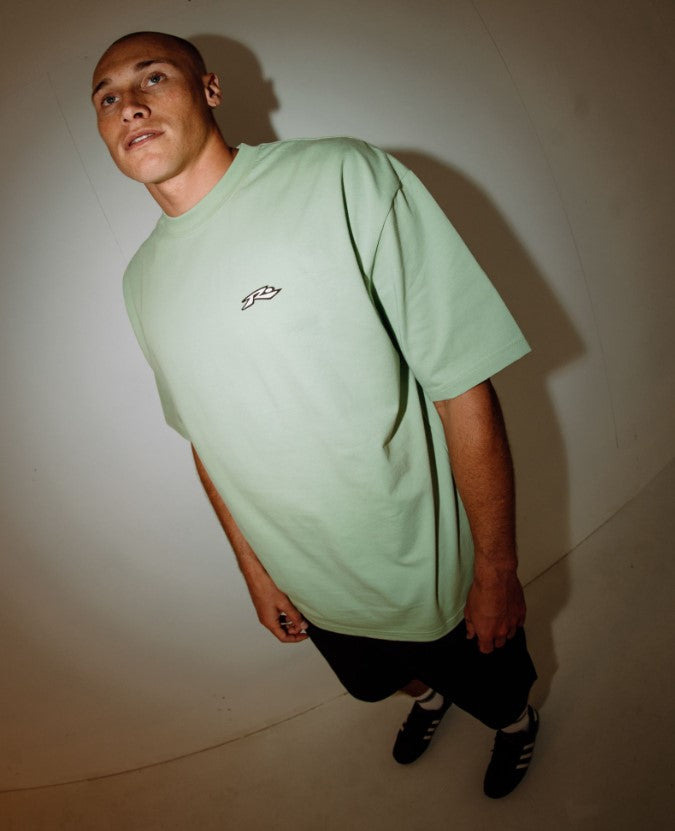 Rusty Registered T-Shirt  in smoke green tee from front
