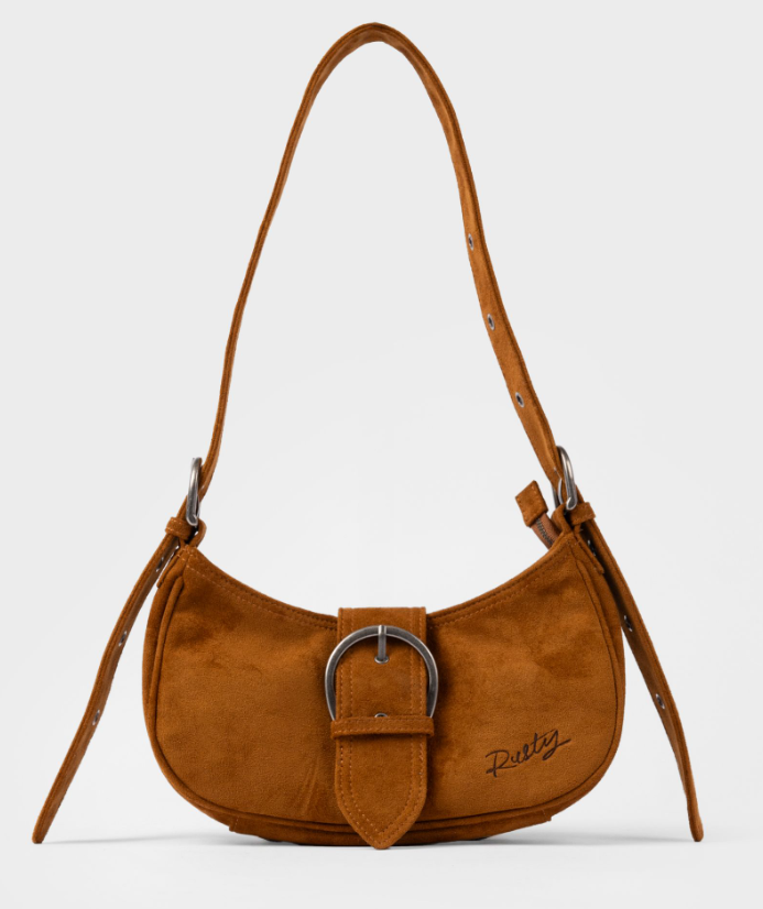 Rusty Rodeo Suede Handbag in nutshell colourway from the front