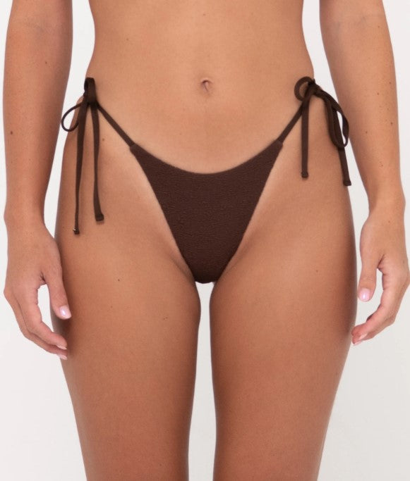 Rusty Sandalwood Side Ties Pant with Multiway Bikini showing bottom in java from front