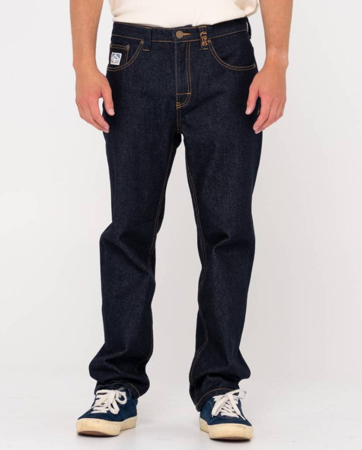 Rusty Mens Steven Straight Jeans in raw dawg blue colourway