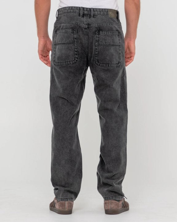 Rusty Steven Straight Jeans in stone black from rear