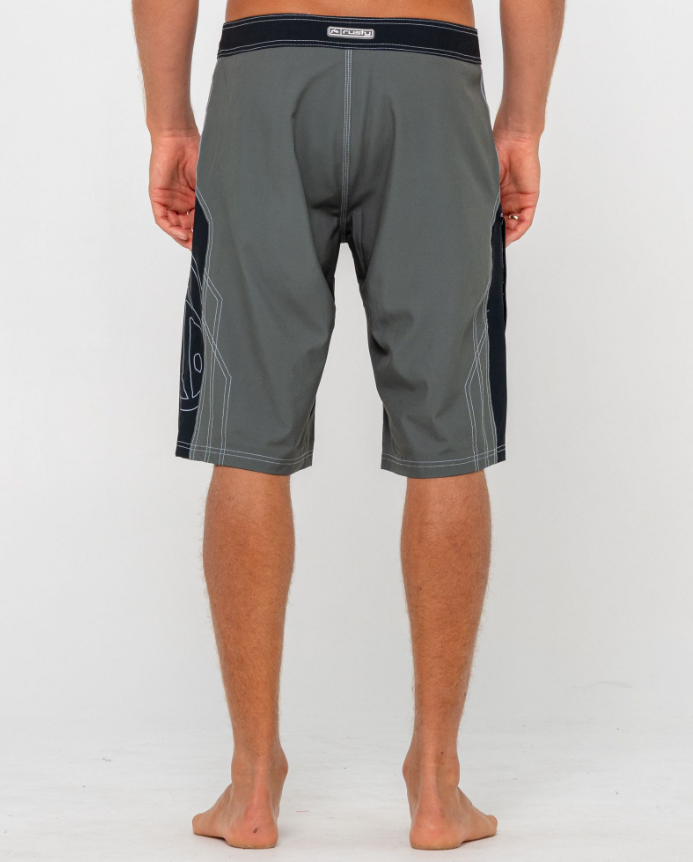 Rusty Tombstones Fixed Waist 21" Boardshorts in army green from rear