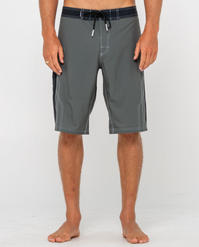 Rusty Tombstones Fixed Waist 21" Boardshorts in army green from front