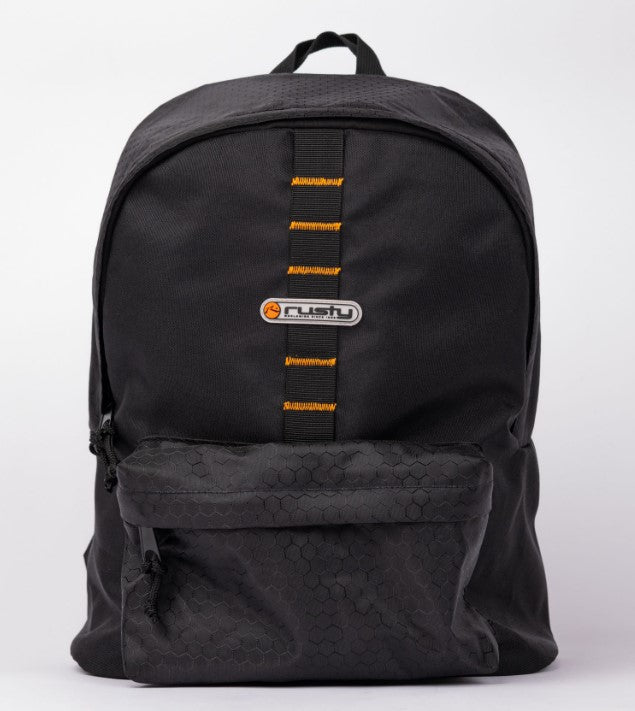 Rusty Voltage Backpack in blck showing front view