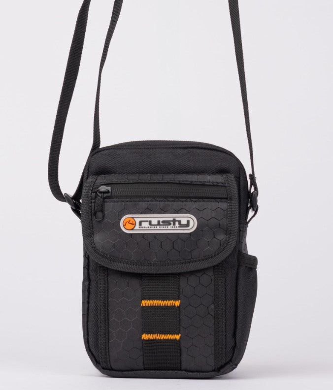 Rusty Voltage Crossbody Bag (Sidebag) in black with grey and orange detailing