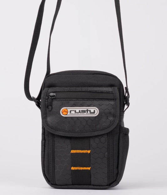Rusty Voltage Crossbody Bag (Sidebag) in black with grey and orange detailing