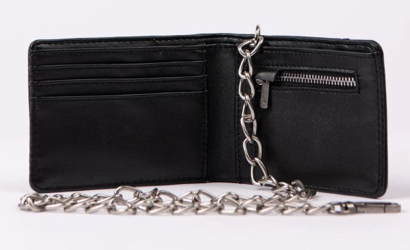 Rusty Warp Speed Chain Wallet in black PU showing inside