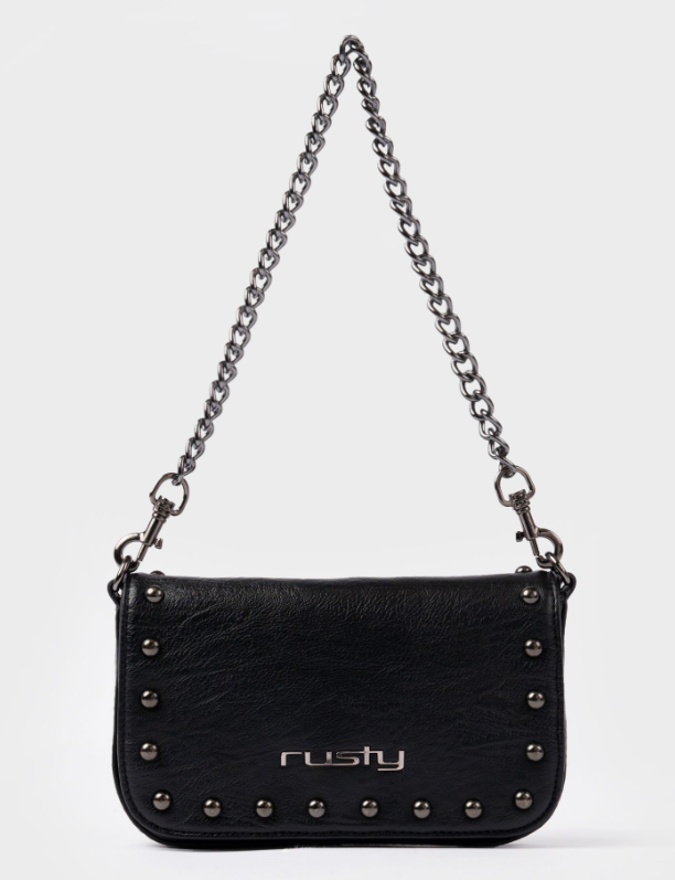Rusty Wild Saint Belt Bag in black with chain handle