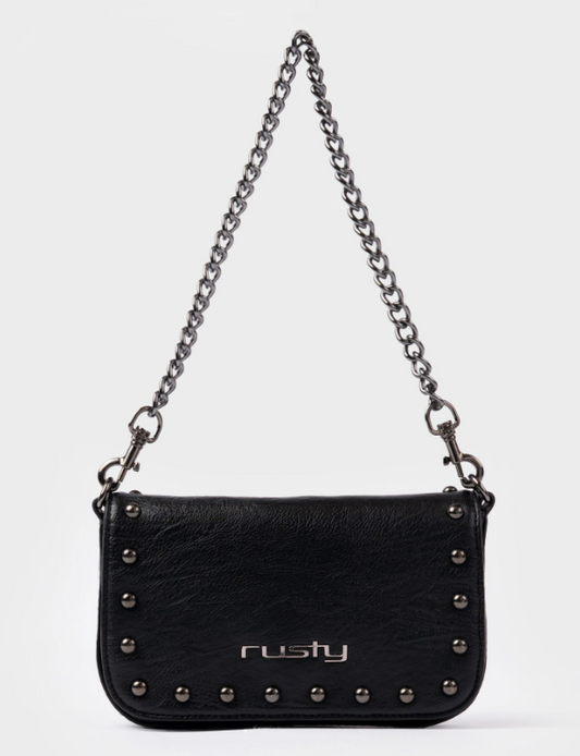 Rusty Wild Saint Belt Bag in black with chain handle