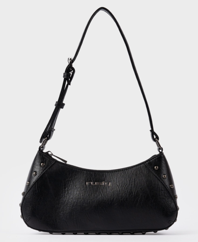 Rusty Wild Saint Shoulder Bag in black from the front