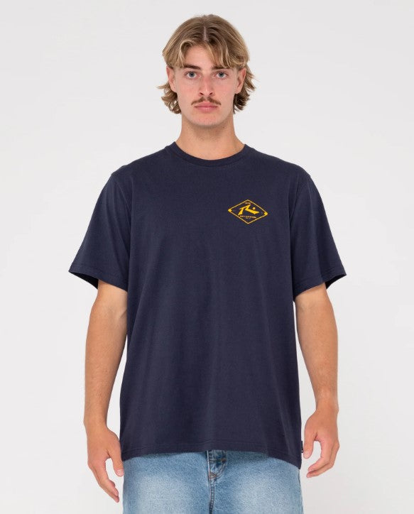 Rusty Wull Wolume Tee in navy blue from front