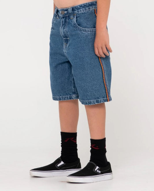 Rusty Flip Daddy Boys Jean Shorts in middie blue from side