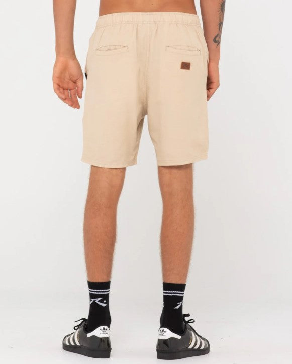 Rusty Youth Overtone Elastic Shorts in light fennel from rear