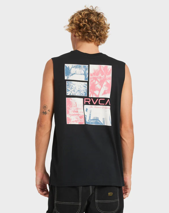 RVCA Aloha Town Muscle in black from  rear
