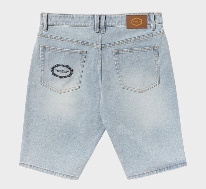 RVCA Dayshift 22" Mens Denim Shorts in vintage blue from rear
