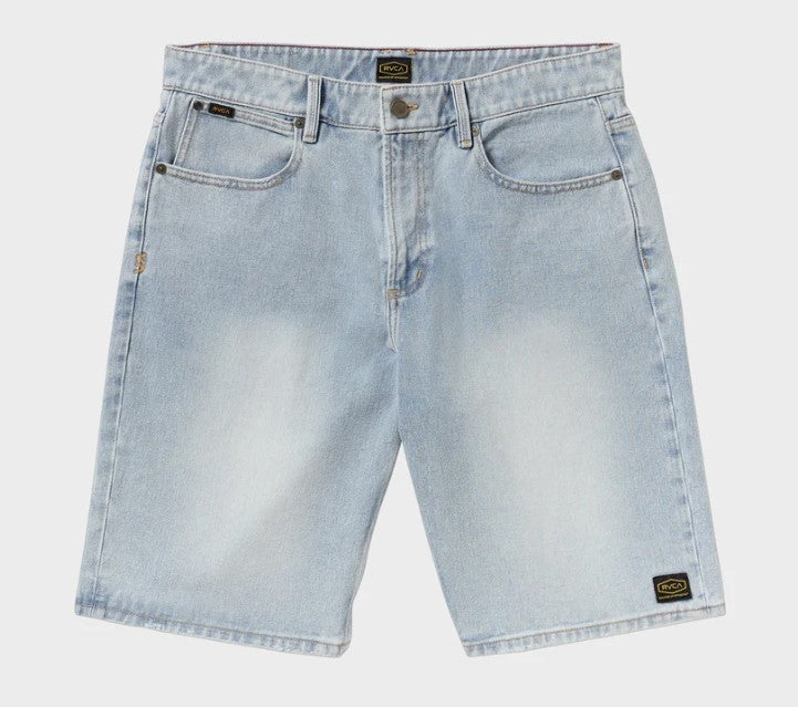 RVCA Dayshift 22" Mens Denim Shorts in vintage blue from front