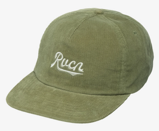 RVCA Frame Up Cord Men's Snapback Cap in jade from the front