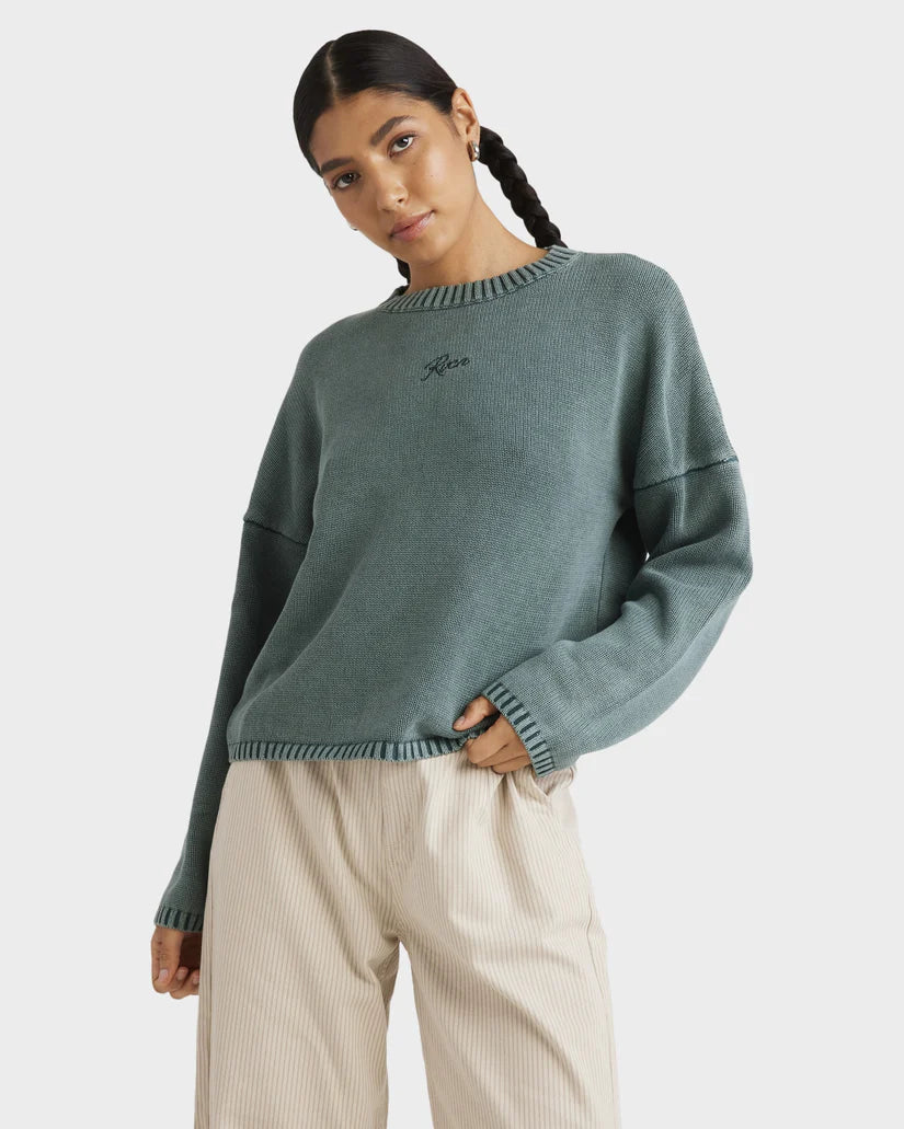 RVCA Ivy Womens Sweater on model in colour olive