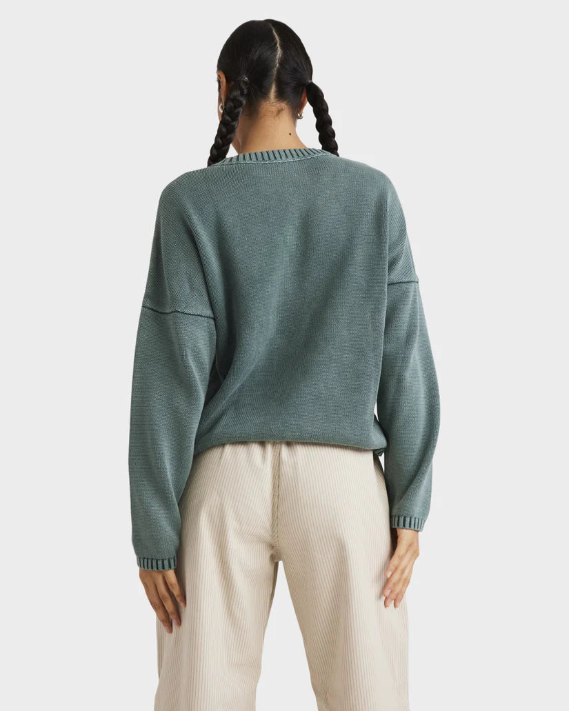 RVCA Ivy Womens Sweater on model in colour olive